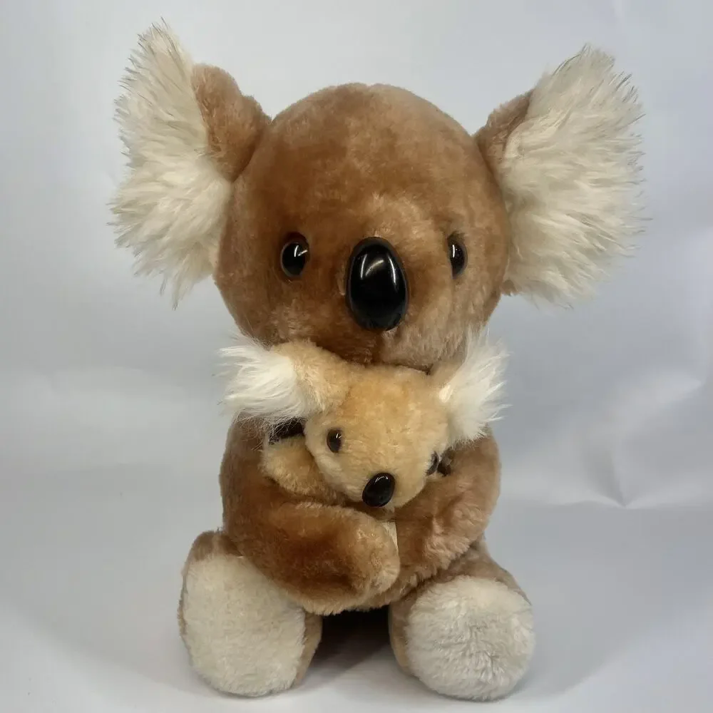 Vintage 1980s Koala Bear Mama & Baby Plush Animal California Stuffed Toys 11”
